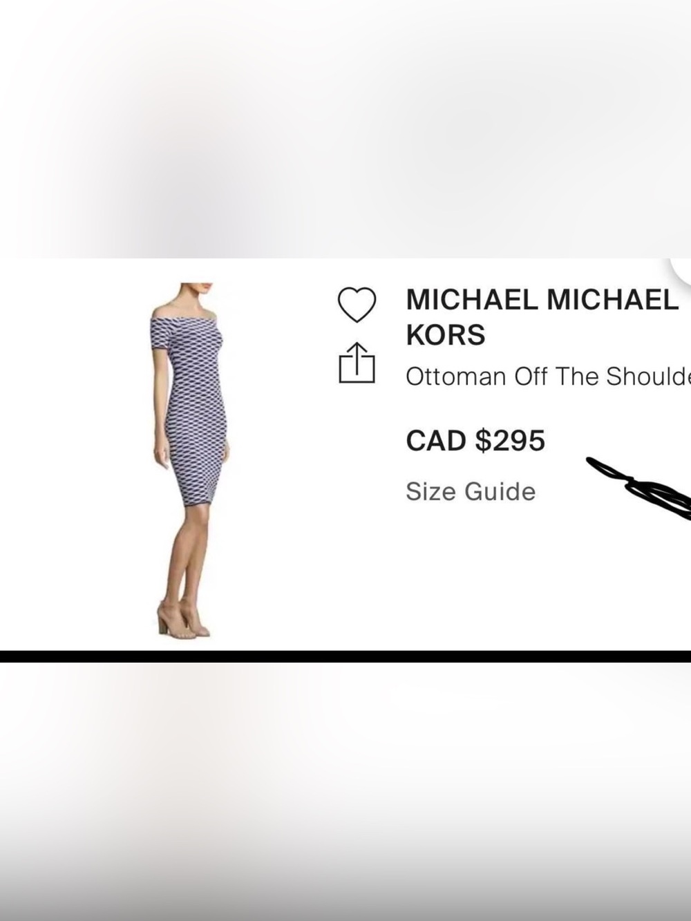 Michael Kors Navy and White Off-Shoulder Pencil dress